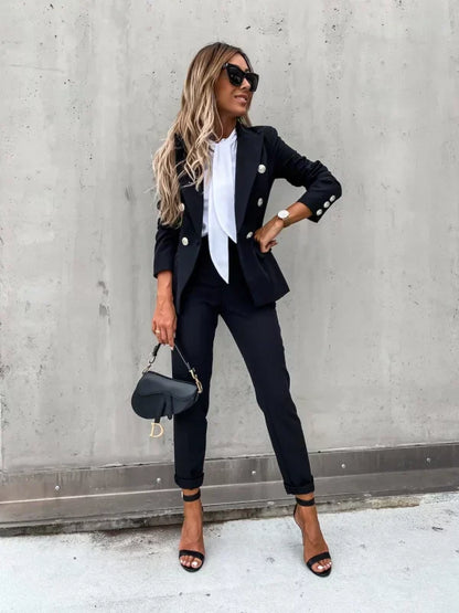 Conjunto de dos piezas para mujer con blazer entallado y pantalón – AMÉLIA RoseSuit