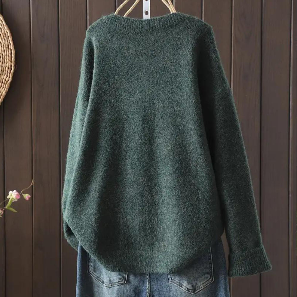 FIONA - Cárdigan de punto holgado con estampado floral para mujer