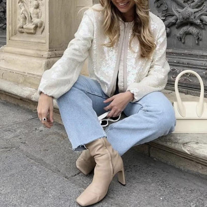 ISABELA - Chaqueta bomber con lentejuelas para mujer