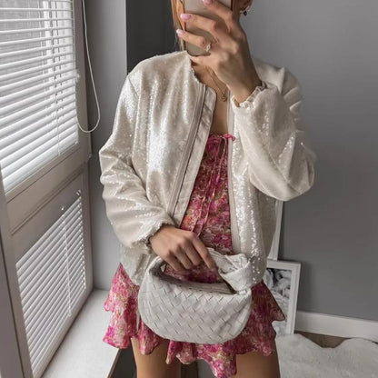 ISABELA - Chaqueta bomber con lentejuelas para mujer