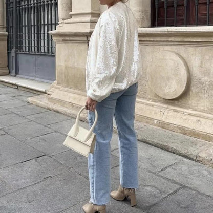 ISABELA - Chaqueta bomber con lentejuelas para mujer