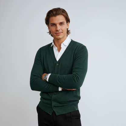 TINVAR – Cárdigan de hombre con cuello en V y cierre de botones