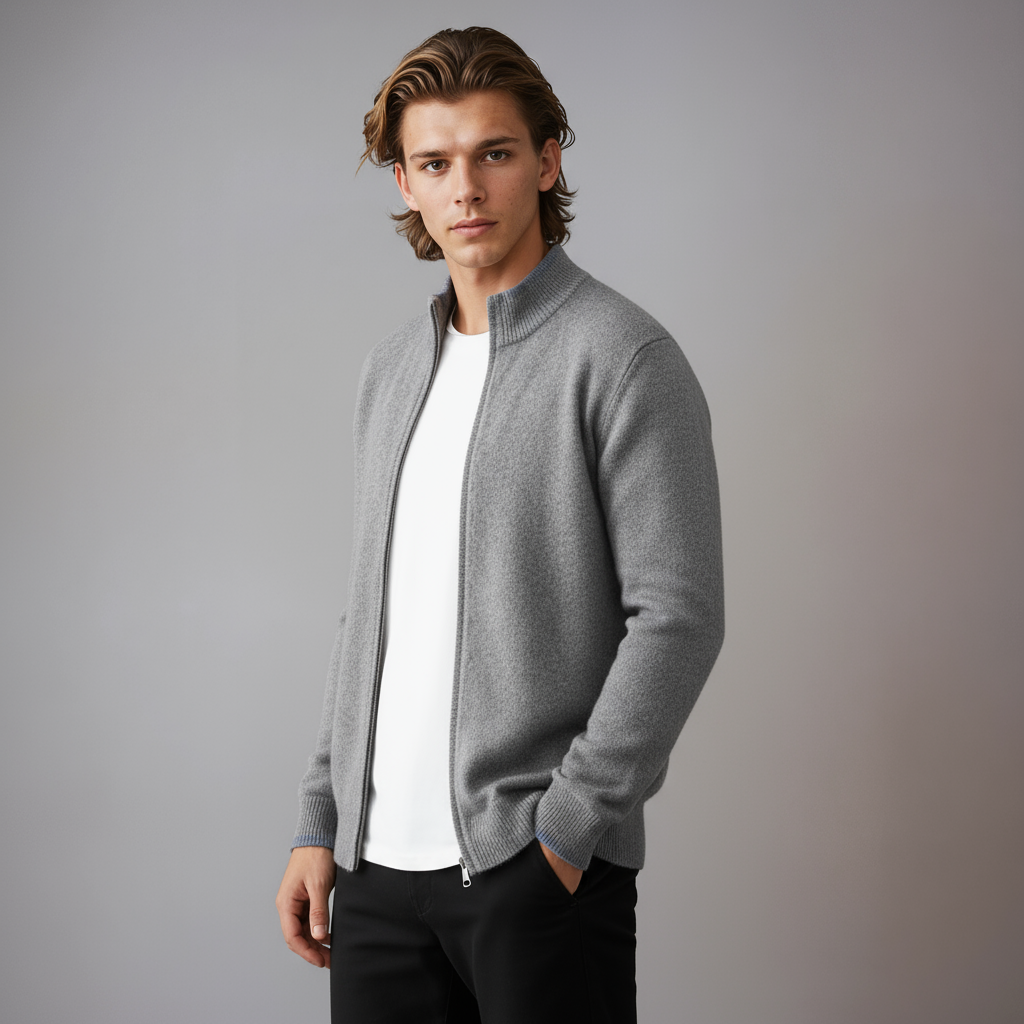 RIKVAR – Chaqueta de punto con cremallera para hombre y estilo casual