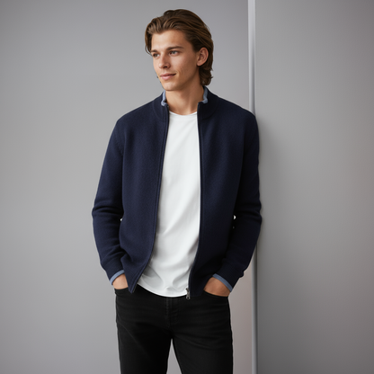 RIKVAR – Chaqueta de punto con cremallera para hombre y estilo casual