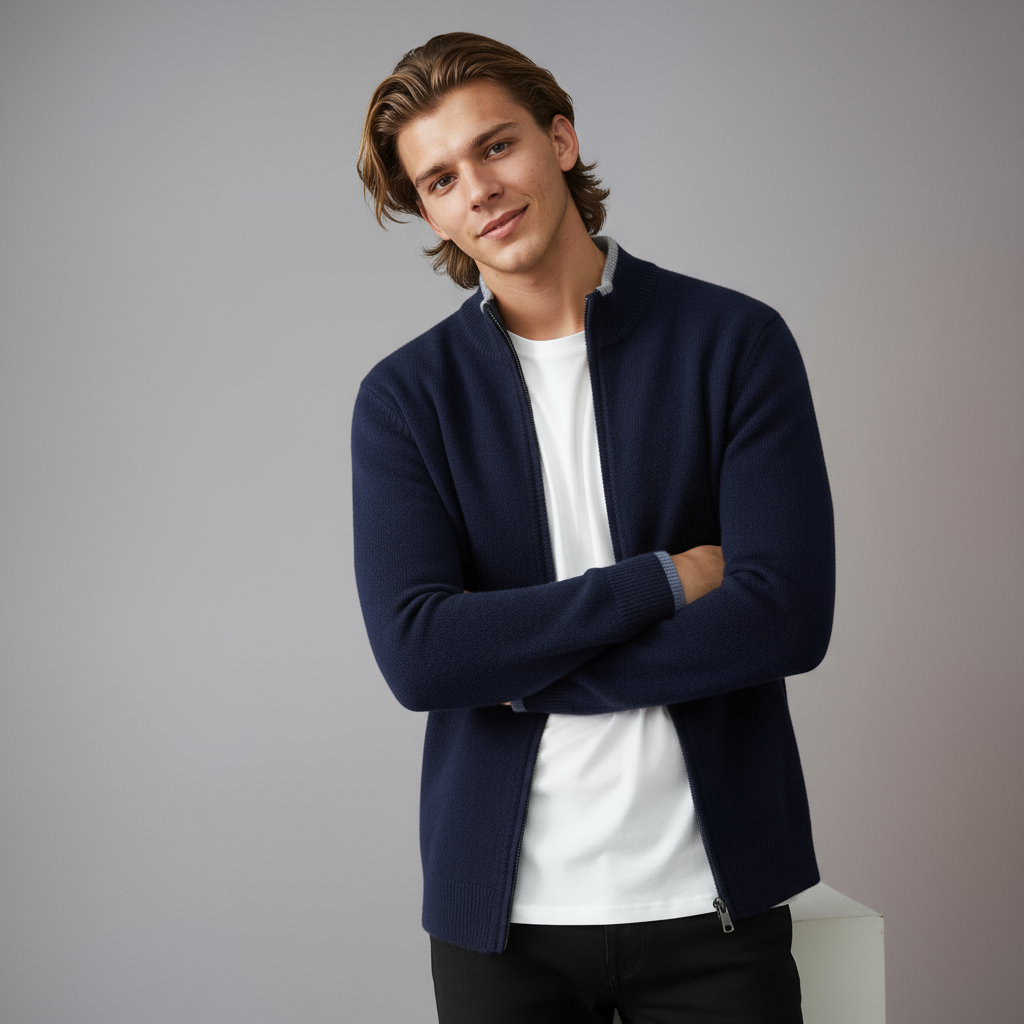 RIKVAR – Chaqueta de punto con cremallera para hombre y estilo casual