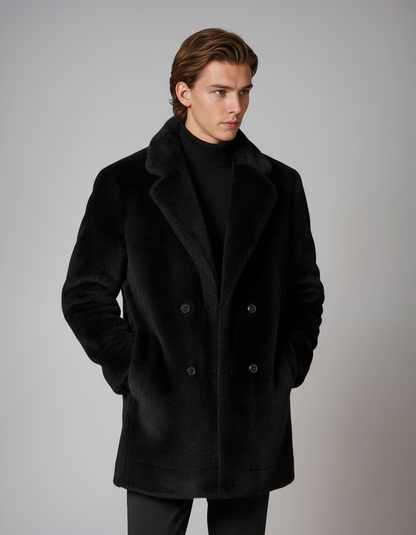 FERENO – Abrigo de invierno para hombre con cuello de pelo y cierre de botones