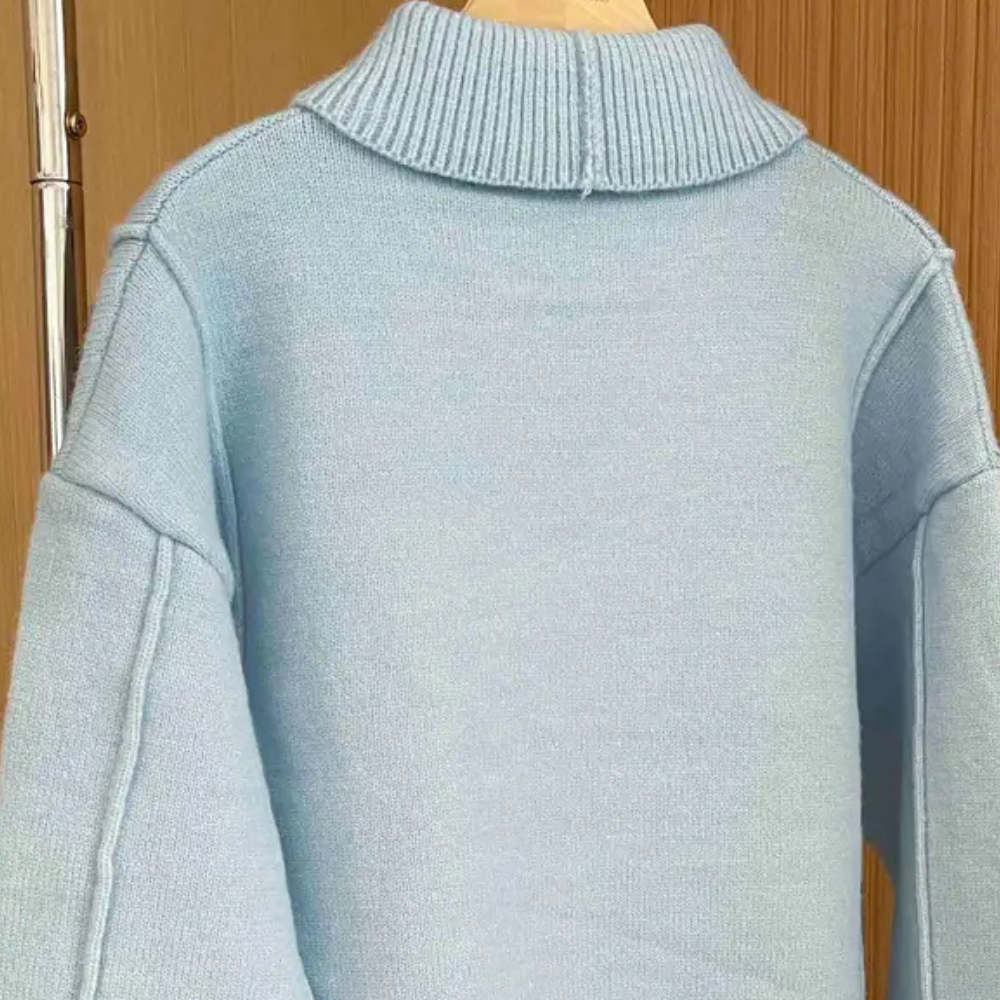 NOA - Jersey de punto para mujer con cuello alto y solapa