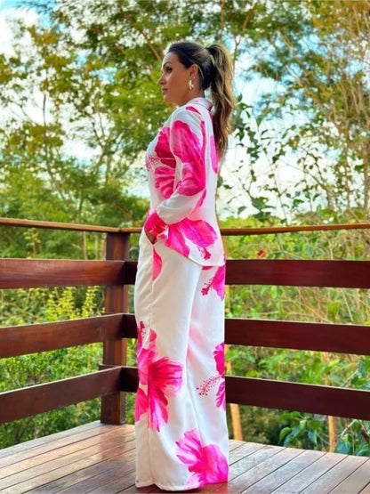 Set veraniego con blusa de tirantes y pantalón suelto – FLORALIA