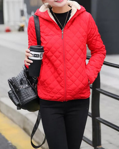 MIRA - Chaqueta de invierno casual acolchada con capucha y cremallera para mujer