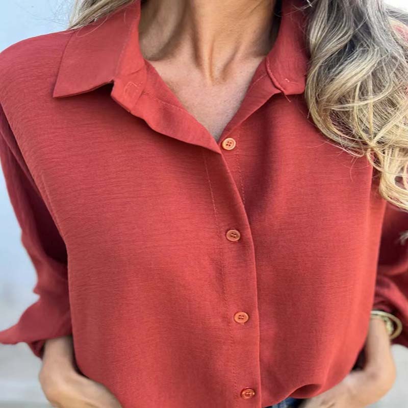 Blusa fluida de manga larga con escote elegante – MIRELLA