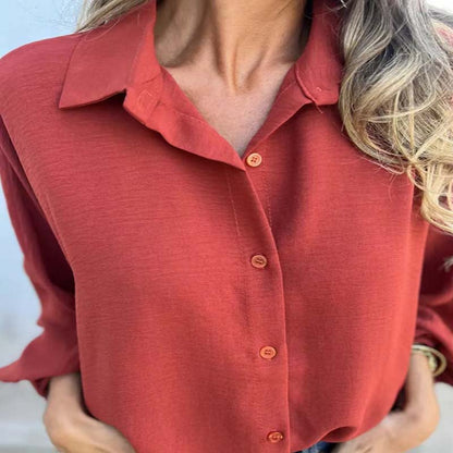 Blusa fluida de manga larga con escote elegante – MIRELLA