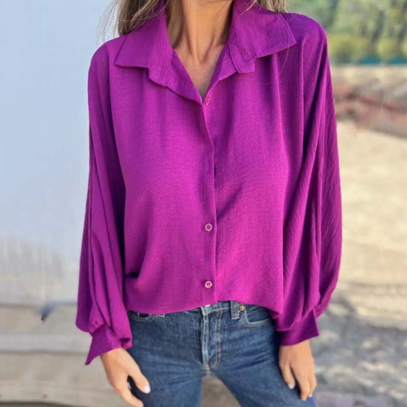 Blusa fluida de manga larga con escote elegante – MIRELLA