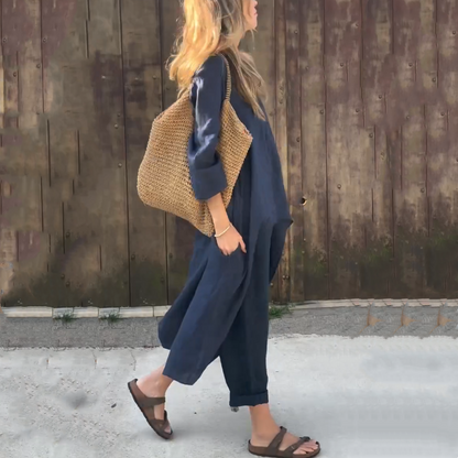 Conjunto de verano de dos piezas con top sin mangas y pantalón fluido – JUNA