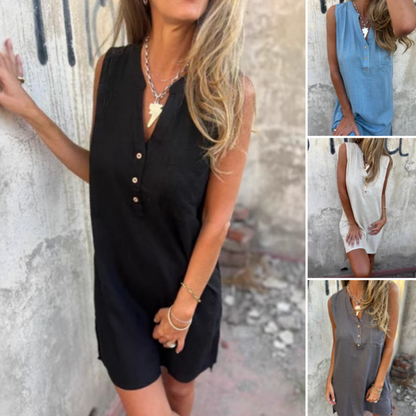 Vestido de verano con efecto lino y corte suelto – NOORA