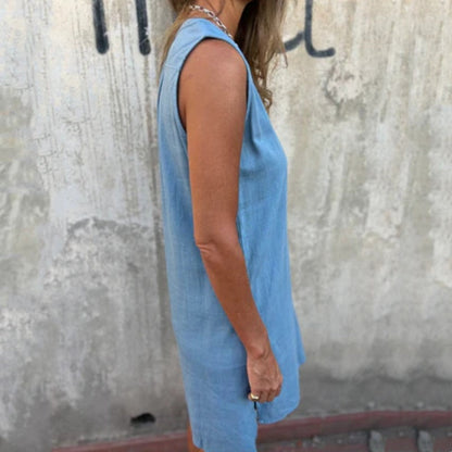 Vestido de verano con efecto lino y corte suelto – NOORA