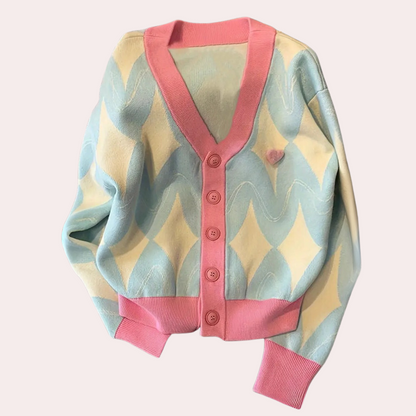 Cárdigan de punto a rayas con diseño relajado y tacto suave – LÉANA