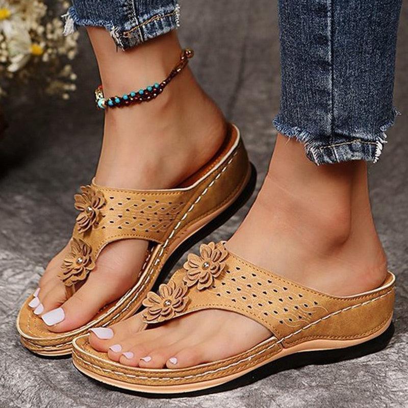 Sandalias con plataforma y detalle floral para mujer – FLORELLA
