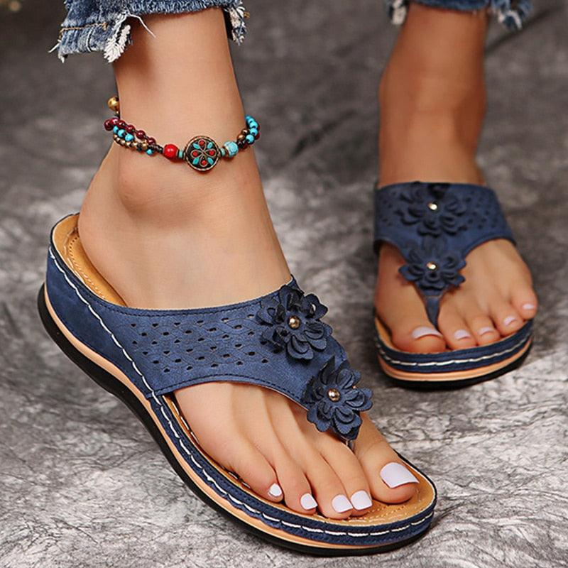 Sandalias con plataforma y detalle floral para mujer – FLORELLA