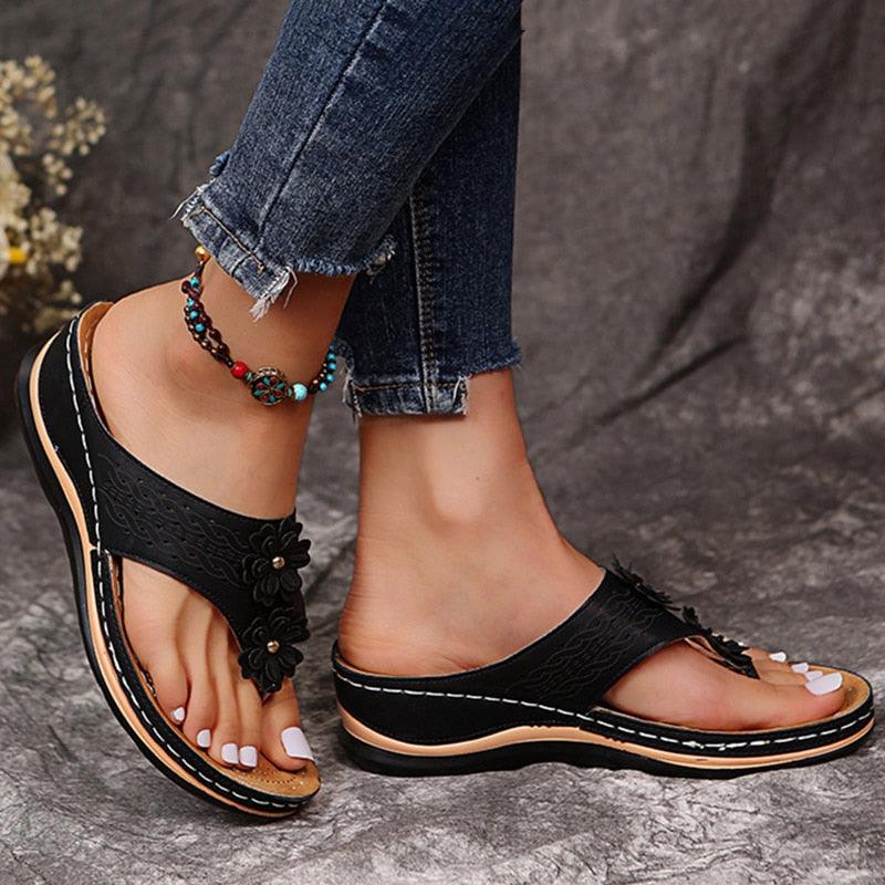 Sandalias con plataforma y detalle floral para mujer – FLORELLA