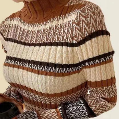 SOPHIA - Vestido maxi de punto a rayas con mangas largas