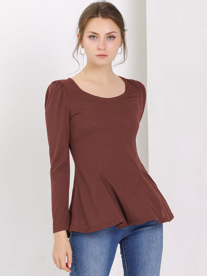 Camiseta básica de mujer con manga larga y cuello redondo – MILARA