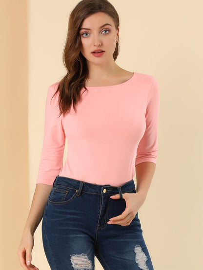 Camiseta de mujer con manga 3/4 y cuello redondo – LUNARA