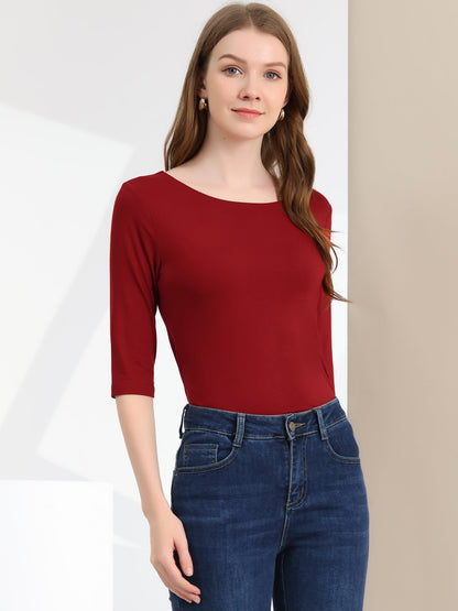 Camiseta de mujer con manga 3/4 y cuello redondo – LUNARA