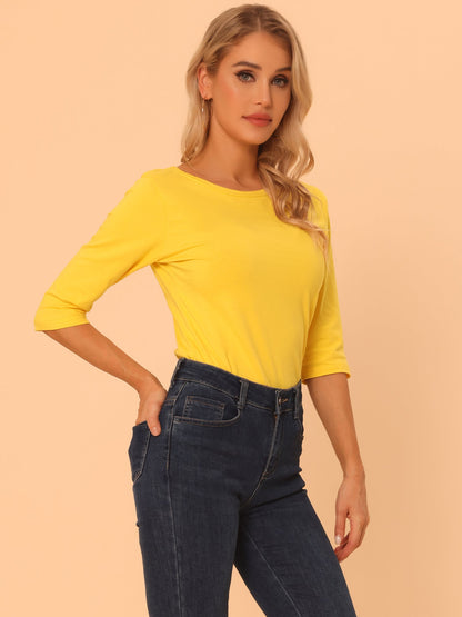 Camiseta de mujer con manga 3/4 y cuello redondo – LUNARA