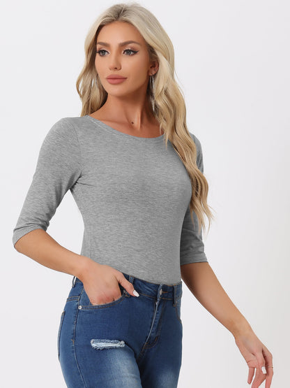 Camiseta de mujer con manga 3/4 y cuello redondo – LUNARA