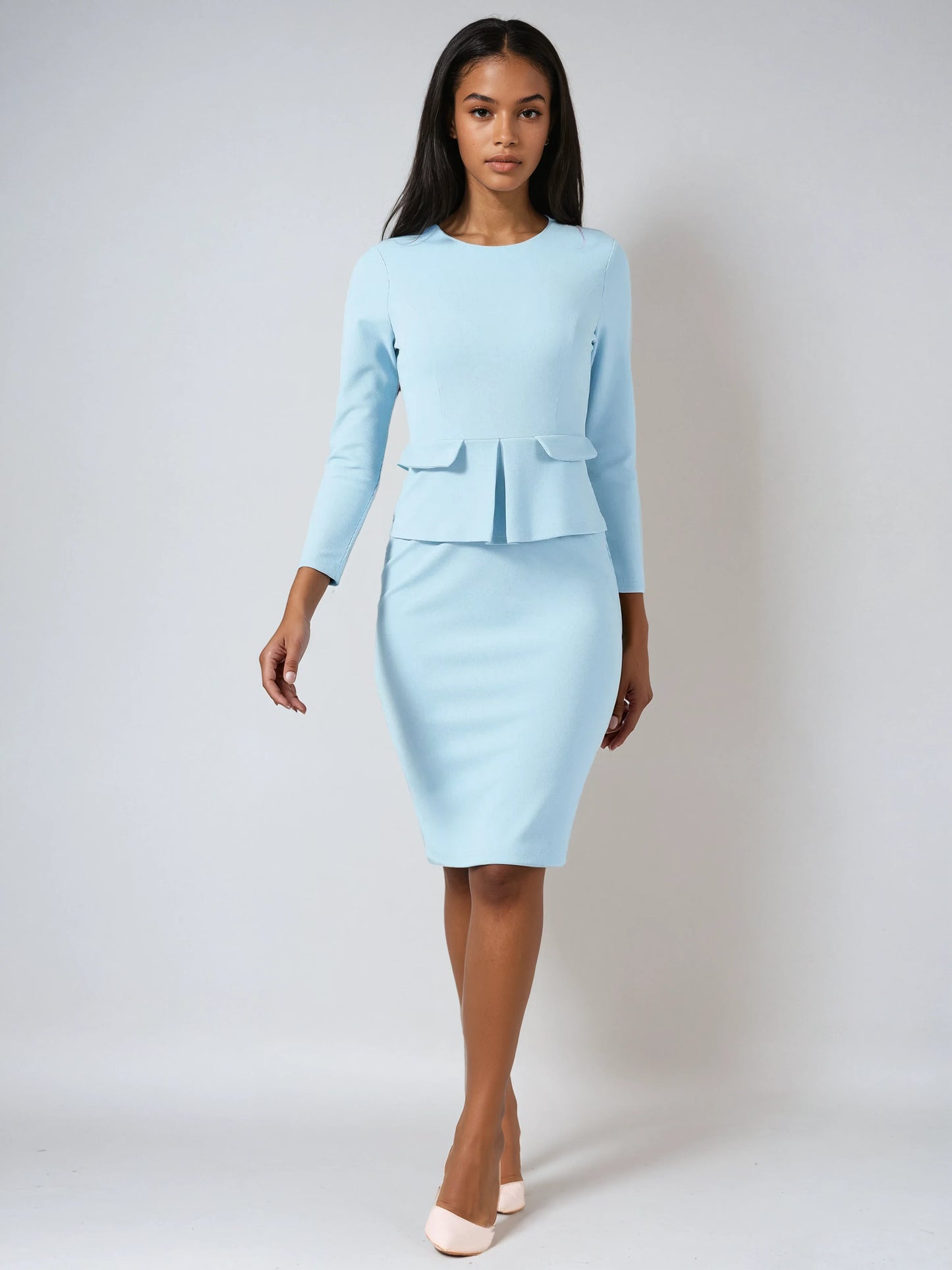 Conjunto de top y falda ajustada con manga larga – ELYANA