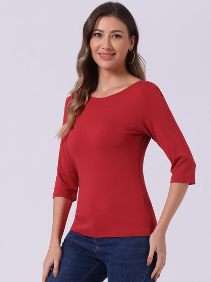 Camiseta de mujer con manga 3/4 y cuello redondo – LUNARA