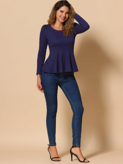 Camiseta básica de mujer con manga larga y cuello redondo – MILARA