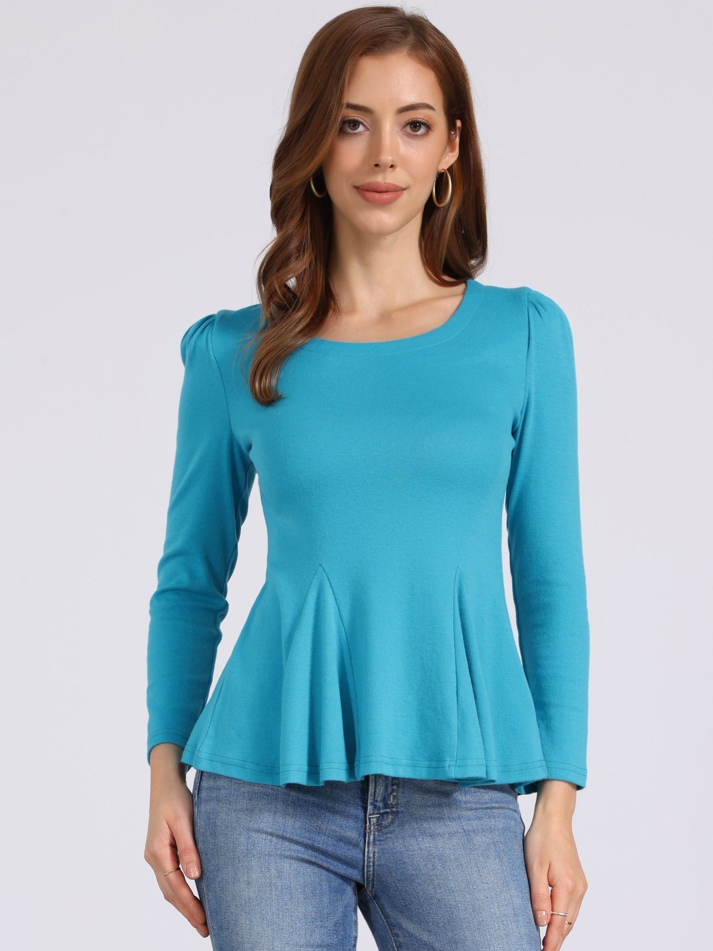 Camiseta básica de mujer con manga larga y cuello redondo – MILARA