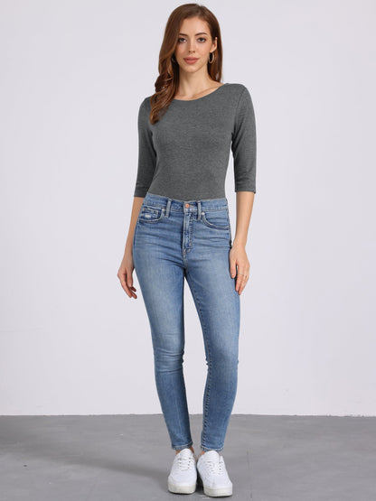 Camiseta de mujer con manga 3/4 y cuello redondo – LUNARA