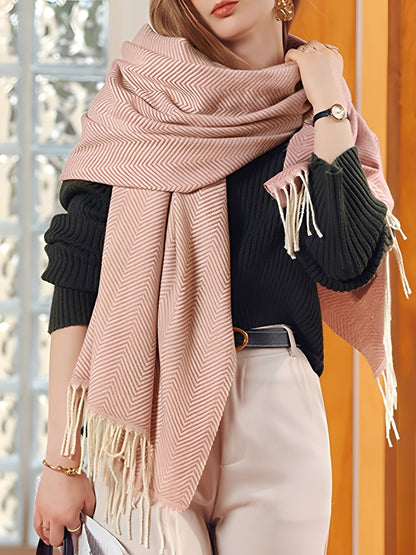 LARENA – Bufanda de mujer con flecos y diseño atemporal