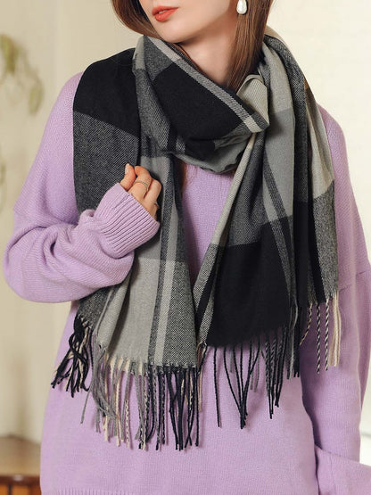NOELLEA – Bufanda de mujer con diseño de cuadros y tejido suave