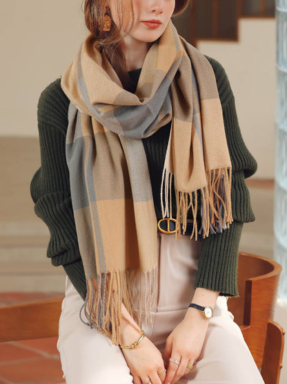 NOELLEA – Bufanda de mujer con diseño de cuadros y tejido suave