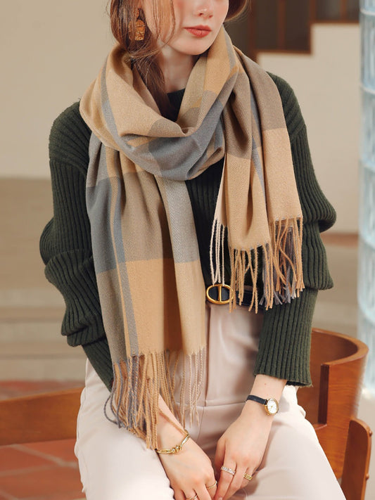 NOELLEA – Bufanda de mujer con diseño de cuadros y tejido suave