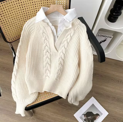 ZOE - Conjunto de dos piezas de suéter de punto para mujer