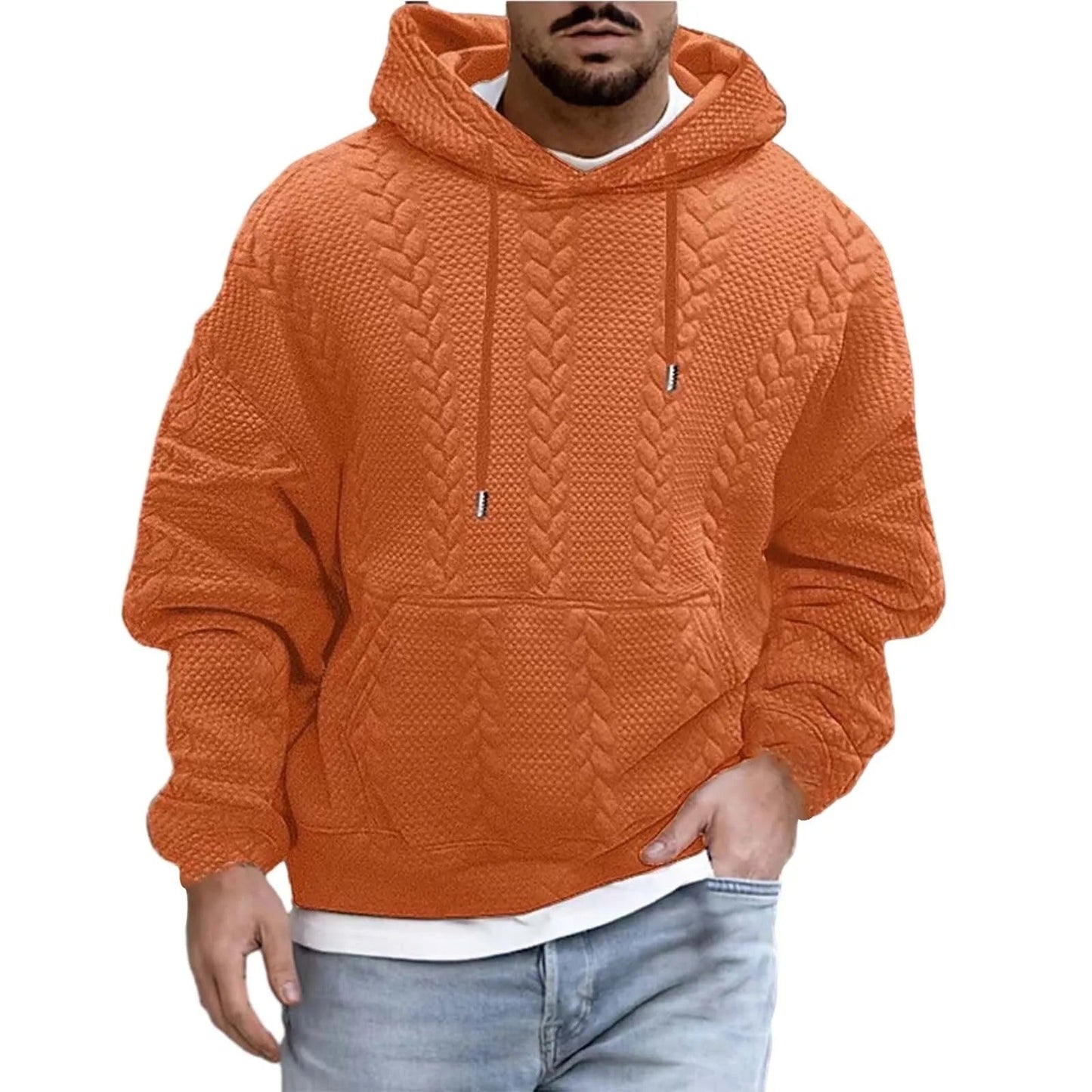 ADRIÁN - Sudadera de punto con capucha para hombre
