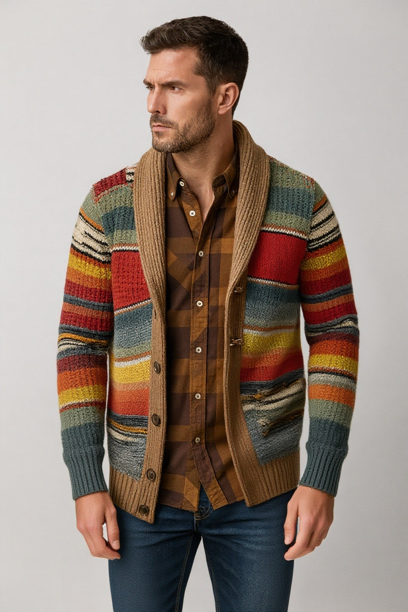 Chaqueta de punto para hombre con diseño de rayas – STRAVEN
