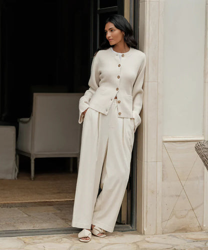 MARGERY - Elegante chaqueta de punto de lana con botones para mujeres