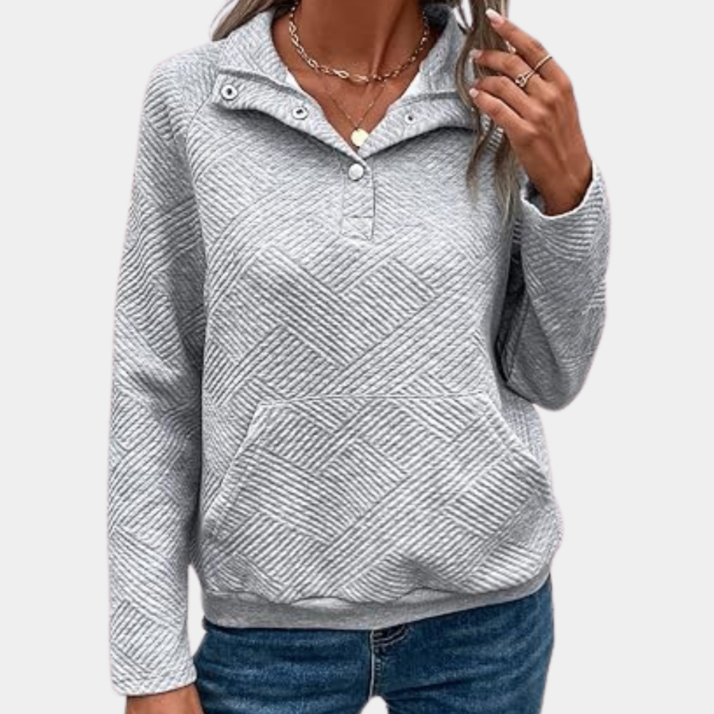 LIA - Sudadera casual con cuello para mujer