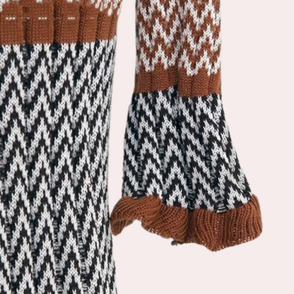 SOPHIA - Vestido maxi de punto a rayas con mangas largas