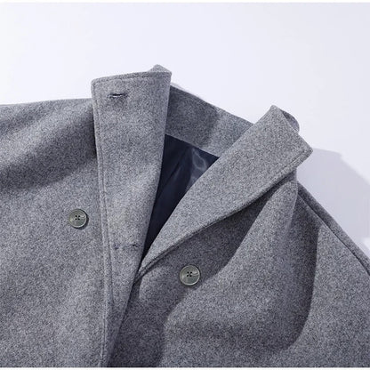 Abrigo de mujer mezcla de lana con cuello alto y botones – ELIANE