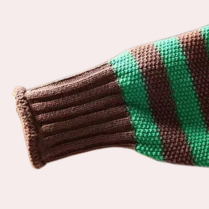 Jersey oversize de rayas con cuello alto y tejido suave – AURELLE